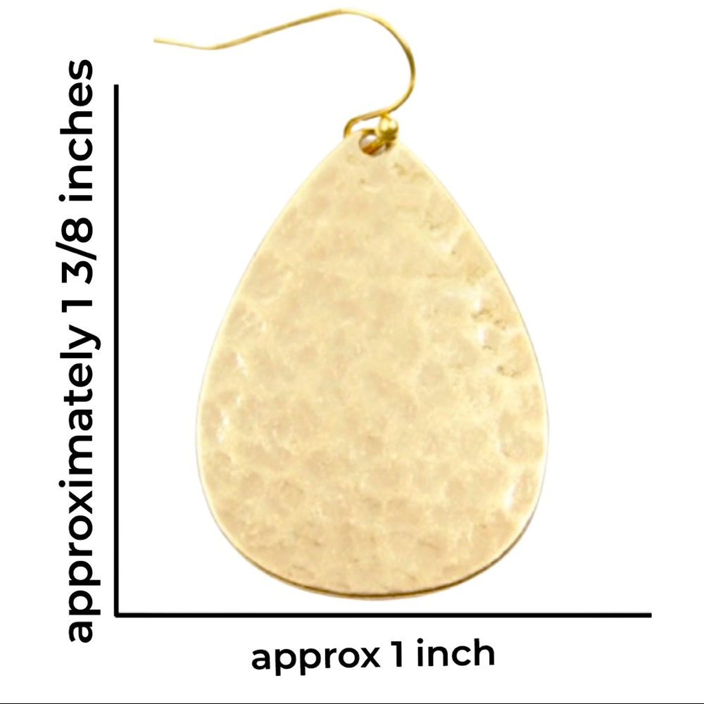 NWT Its Sense Matte Gold Hammered Cast Teardrop Earrings - Picture 4 of 6